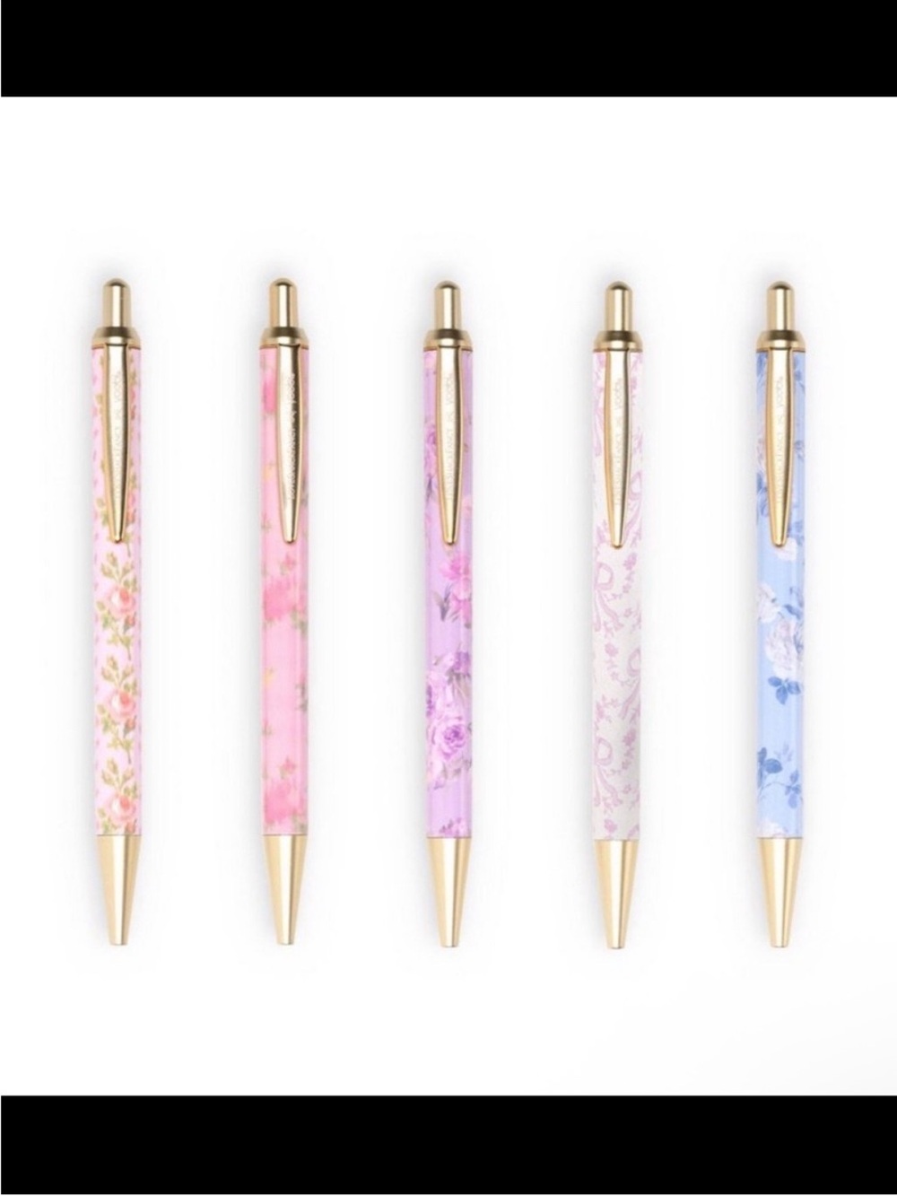 LoveShackFancy Floral Ballpoint Pen Set - Pink, Lavender, Mint & Gold